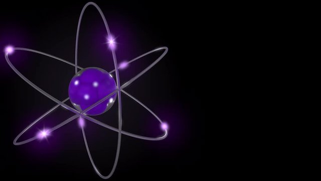 Purple stylized atom and electron orbits