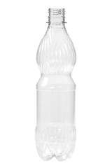 New, clean, empty plastic bottle on white background