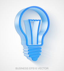 Business icon: extruded Blue Transparent Plastic Light Bulb, EPS 10 vector.