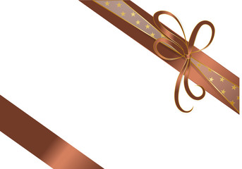 Geschenkband Schleife braun mit goldenen Sternen diagonal