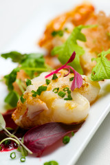 Lobster with green vegetables