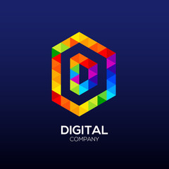  Letter D Logo Design.Hexagon logo