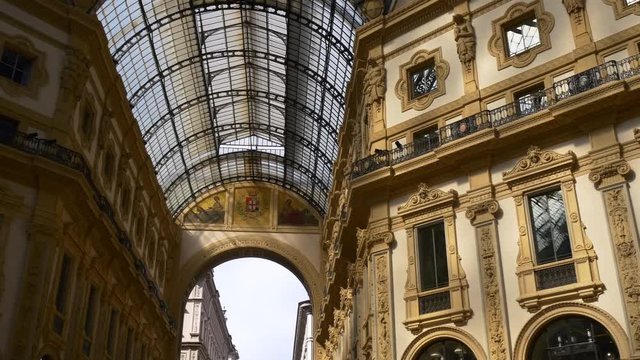 victor emmanuel II shopping gallery famous inside fronts panorama 4k italy
