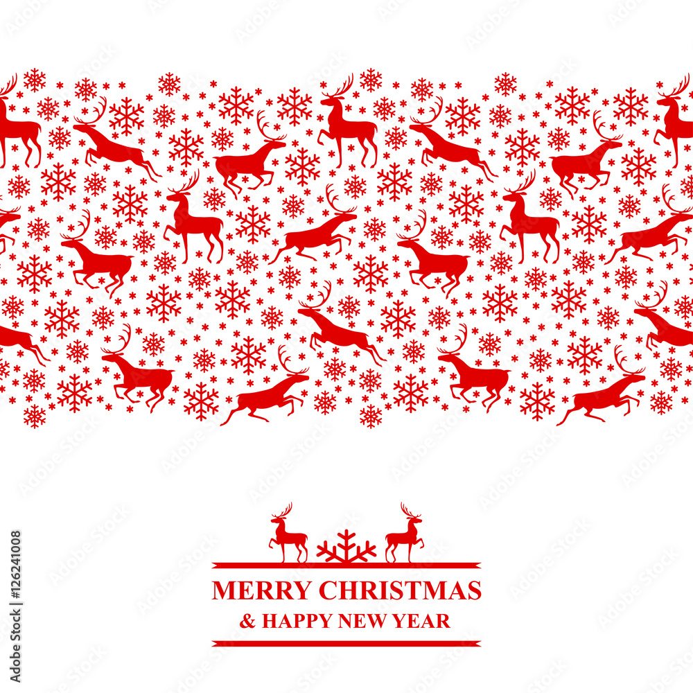 Poster Christmas card with snowflakes and deer