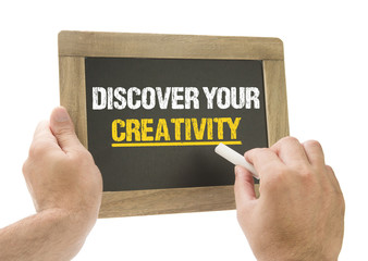 Discover your Creativity Hand writing on chalkboard