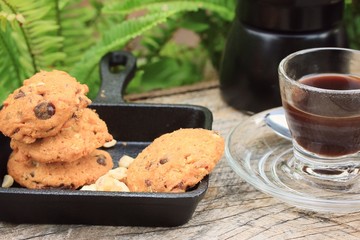 Cashew cookies with hot coffee