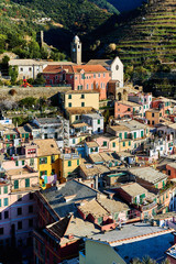 View to the Vernazza, small coastal village. Italy