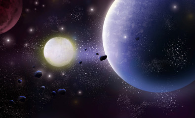 Universe, Star Region. Video Game's Digital CG Artwork, Concept Illustration, Realistic Cartoon Style Background

