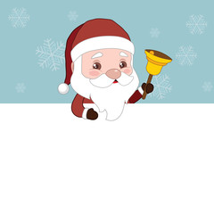 Santa with bell -  card for winter Holidays