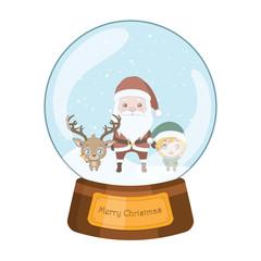 Lovely snowglobe with reindeer, Santa and elf helper inside