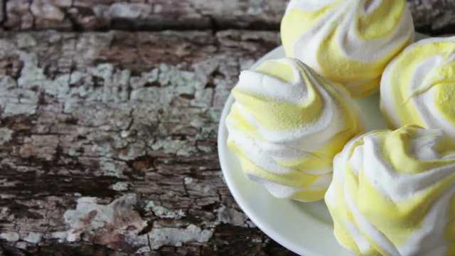 marshmallows on a stylish wooden background