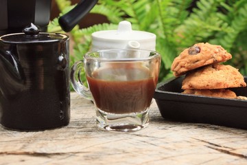 Cashew cookies with hot coffee