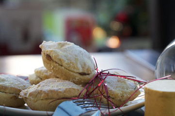 mince pies being eaten on plate at christmas
