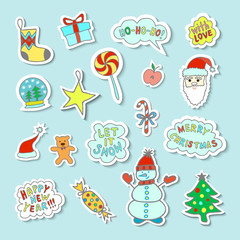 Obraz na płótnie Canvas Set Of Cartoon Christmas Stickers 2