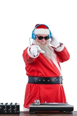 Santa claus playing a dj