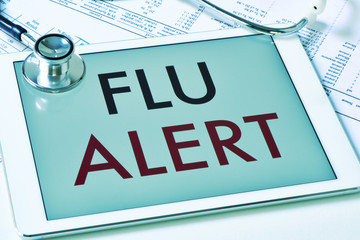 text flu alert in a tablet computer