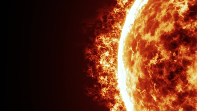 Extremely detailed image of Sun surface and solar flares animation at 4K.