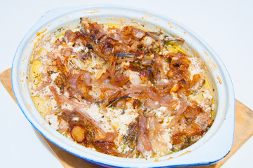 Fish stew in a baking dish