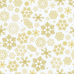 Gold Snowflakes Seamless Pattern