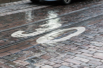 speed limitation sign on the city road of Helsinki