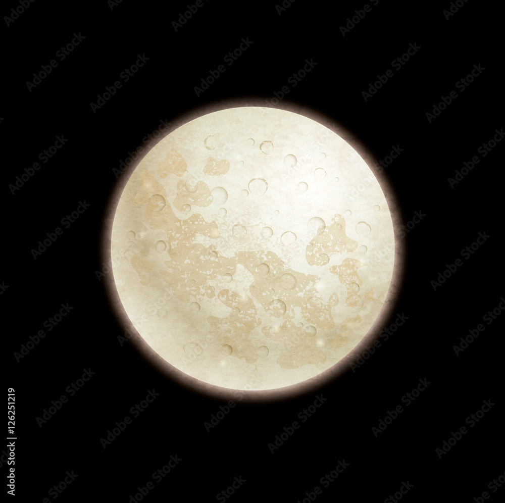 Wall mural full moon on black background