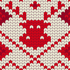 Red Reindeer Christmas Knitted Seamless Pattern