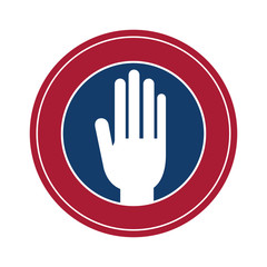 Hand inside seal stamp icon. Vote president election government  and campaign theme. Isolated design. Vector illustration