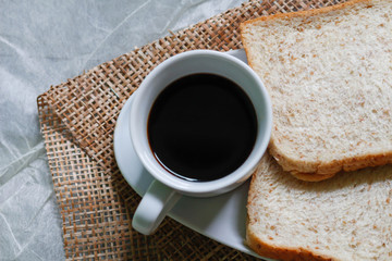 coffee and Whole wheat bread