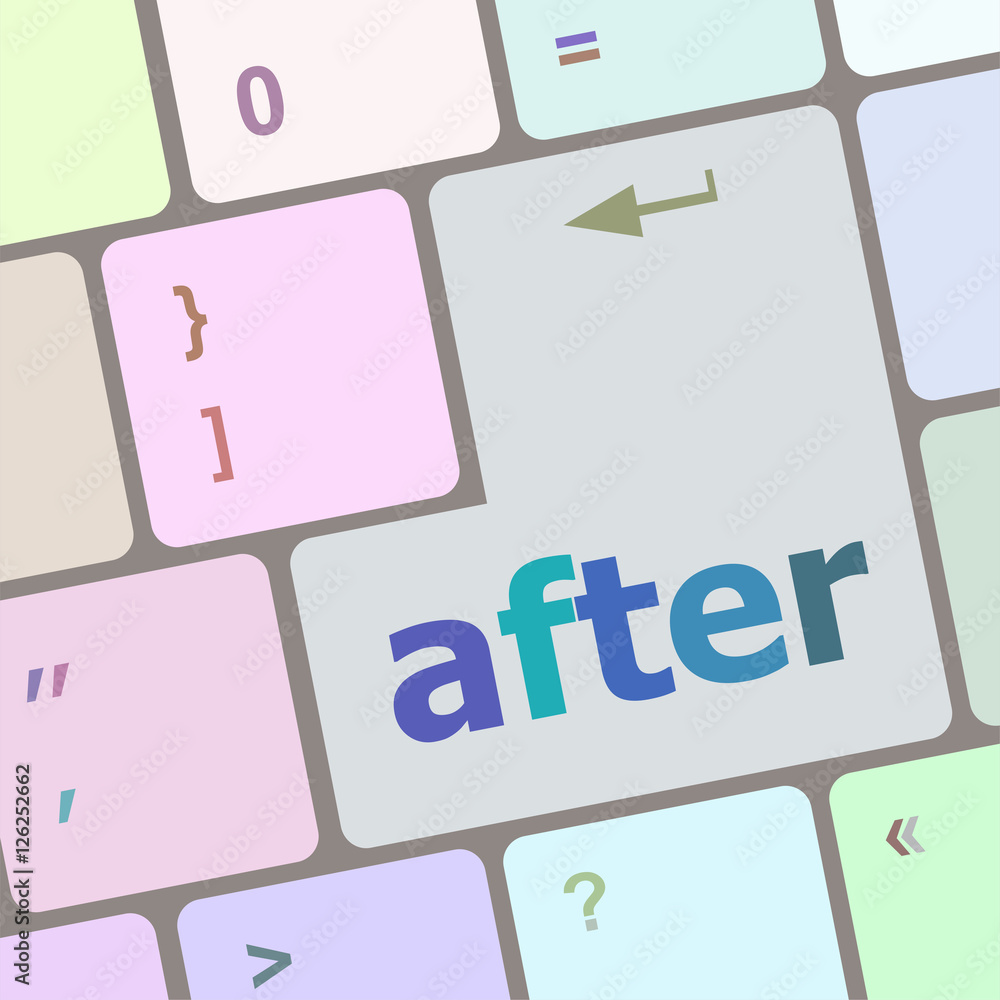 Poster after word on computer pc keyboard key