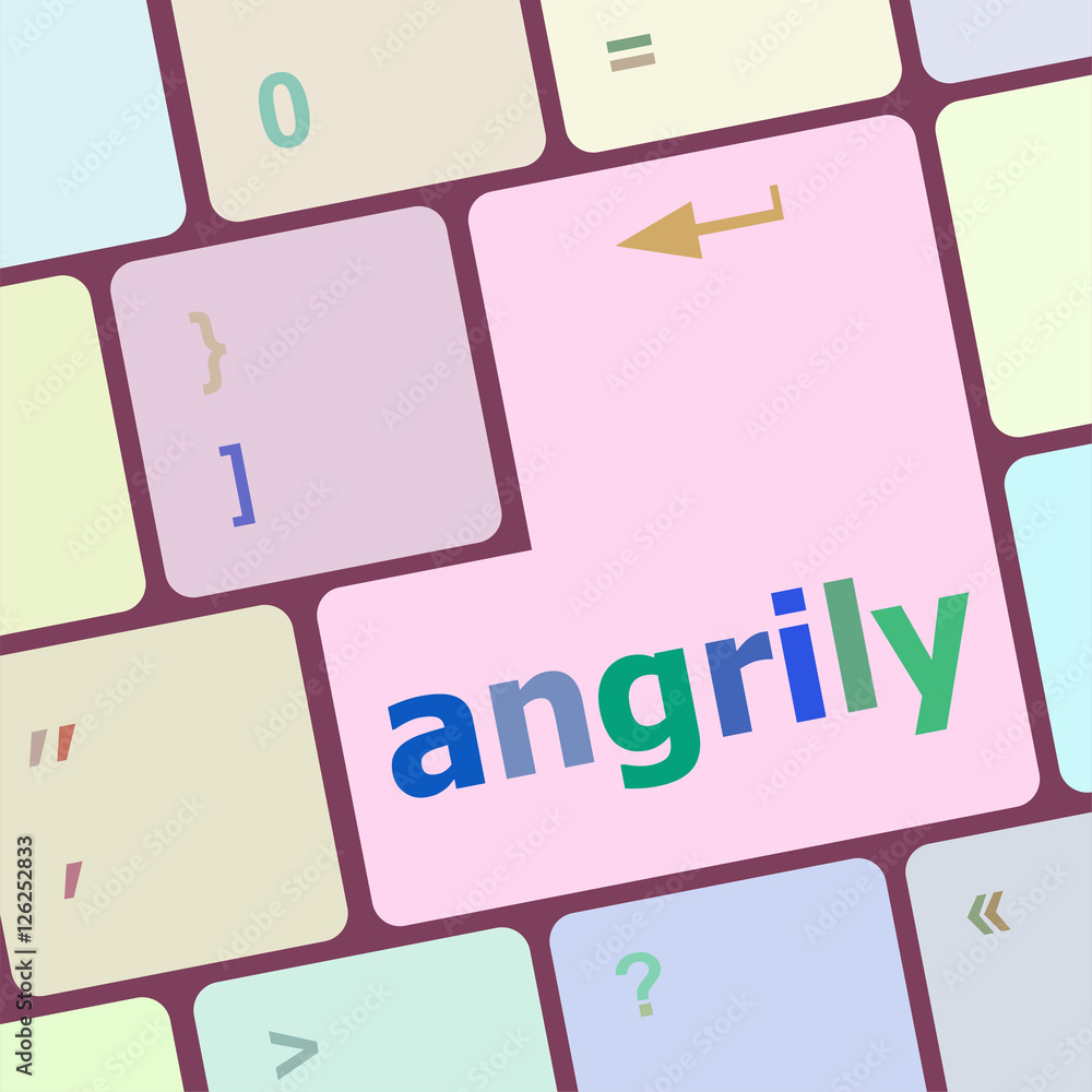 Poster angrily button on modern computer keyboard key