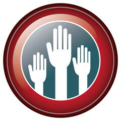 Obraz premium Hand inside seal stamp icon. Vote president election government and campaign theme. Isolated design. Vector illustration
