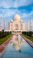 Taj Mahal Fountain Reflection Telephoto Fountain