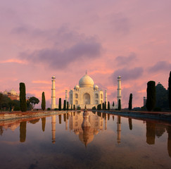 Taj Mahal Water Reflection Nobody Sunset