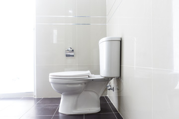 Fototapeta na wymiar Modern design home bathroom White sanitary ware in the bathroom