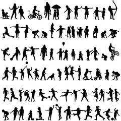 Set of children silhouettes