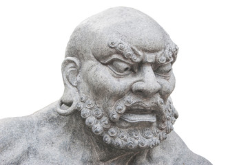 Statue Angry Man in Chinese Temple isolated with clipping path