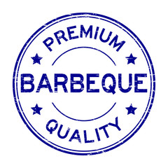 Grunge blue premium quality barbeque (BBQ) rubber stamp