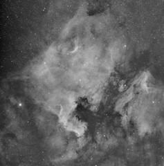 northamerica and pelican nebulas, taken with telescope in infrared light