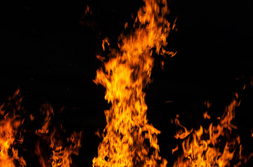 Fire flame on black