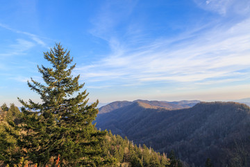 Overview from land of blue smoke in smokey mountains.