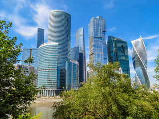 Fototapeta premium Moscow skyline. Modern skyscrapers in business district, Moscow, Russia