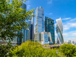 Fototapeta premium Moscow skyline. Modern skyscrapers in business district, Moscow, Russia