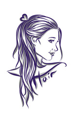 Beautiful woman with long hair illustration