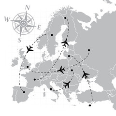 Obraz premium European airlines map