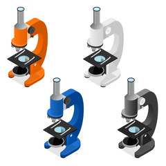 Microscope Set Isometric View. Vector