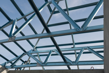 Structure of steel roof.