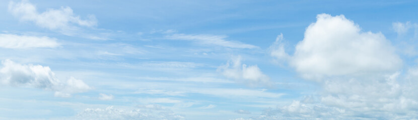 Panorama of white cloud and blue sky in morning