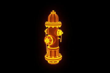 Fire Hydrant in Hologram Wireframe Style. Nice 3D Rendering
