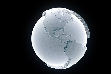 Earth in Wireframe Hologram Style. Nice 3D Rendering

