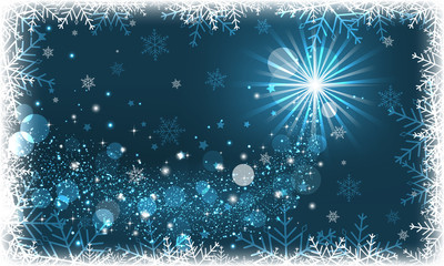 Winter scenery with snowflakes and glitter.